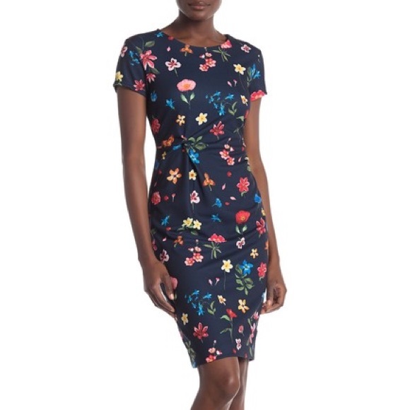 T Tahari Dresses & Skirts - T Tahari - Floral Knotted Front Sheath Dress